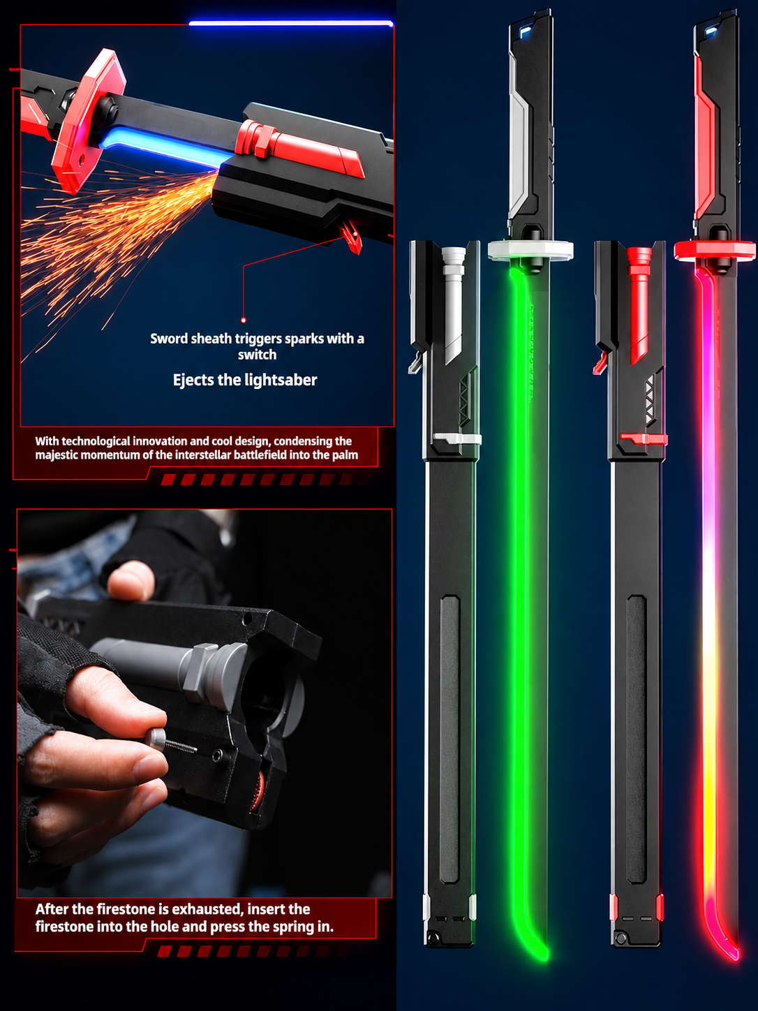 LED Lightsaber Katana Sword 80cm | Rechargeable Sci-Fi Light Up Sword with Smoke, Spark Effect & Multiple Lighting Modes | Anime Cosplay Prop Toy for Kids, Collectors, Gaming Setup & Gifting