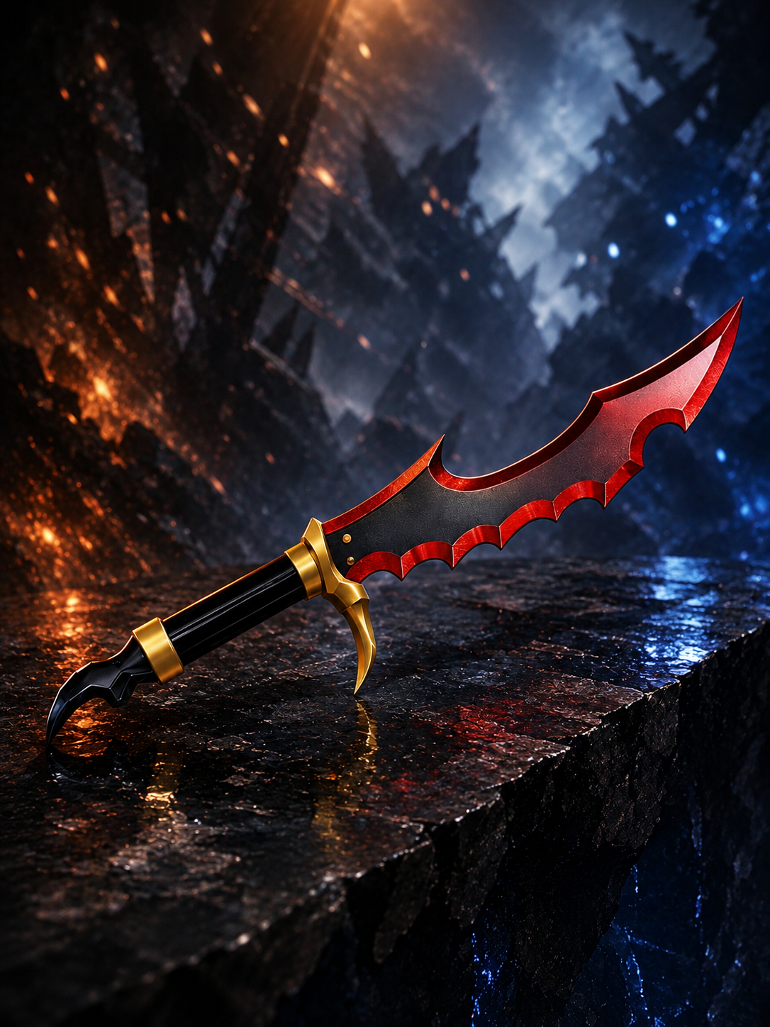 Solo Leveling Sung Jin-Woo Dagger Sword 60 cm | Red Black Anime Fantasy Blade Prop for Cosplay, Room Decor, Collectible Display & Gifting for Anime Fans