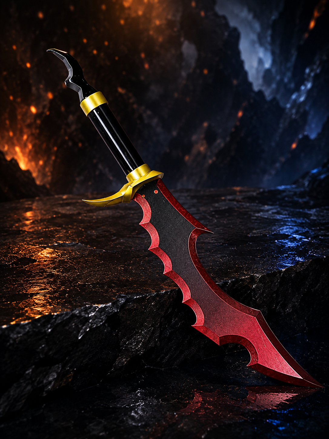 Solo Leveling Sung Jin-Woo Dagger Sword 60 cm | Red Black Anime Fantasy Blade Prop for Cosplay, Room Decor, Collectible Display & Gifting for Anime Fans