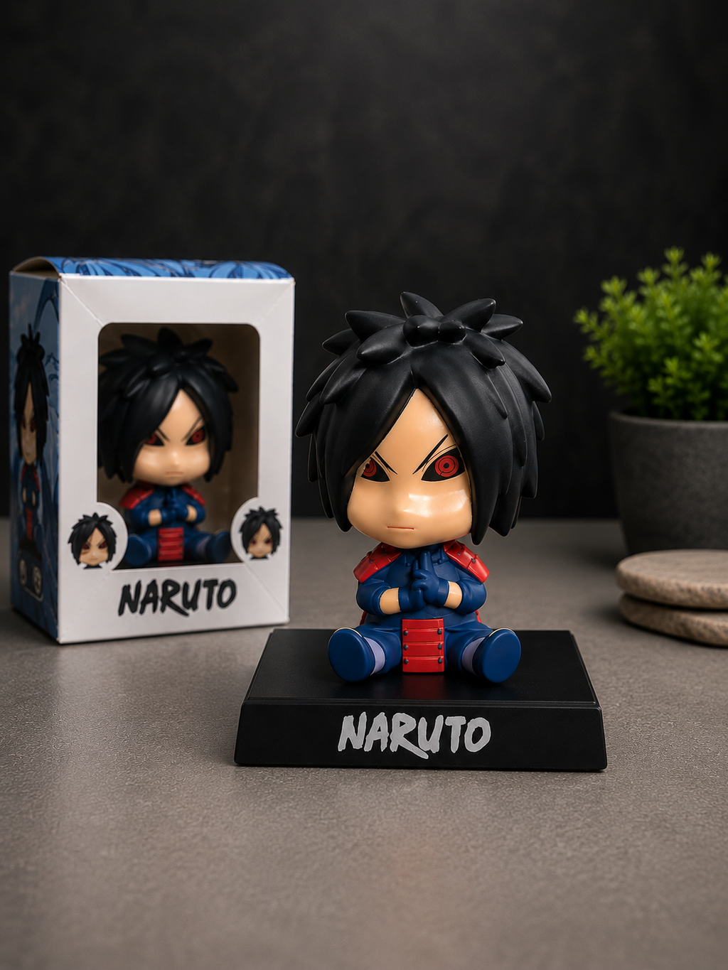 Naruto Madara Uchiha Bobblehead Action Figure | Premium PVC Anime Collectible Toy with Display Stand | Desk Decor, Car Dashboard Figure & Gift for Fans
