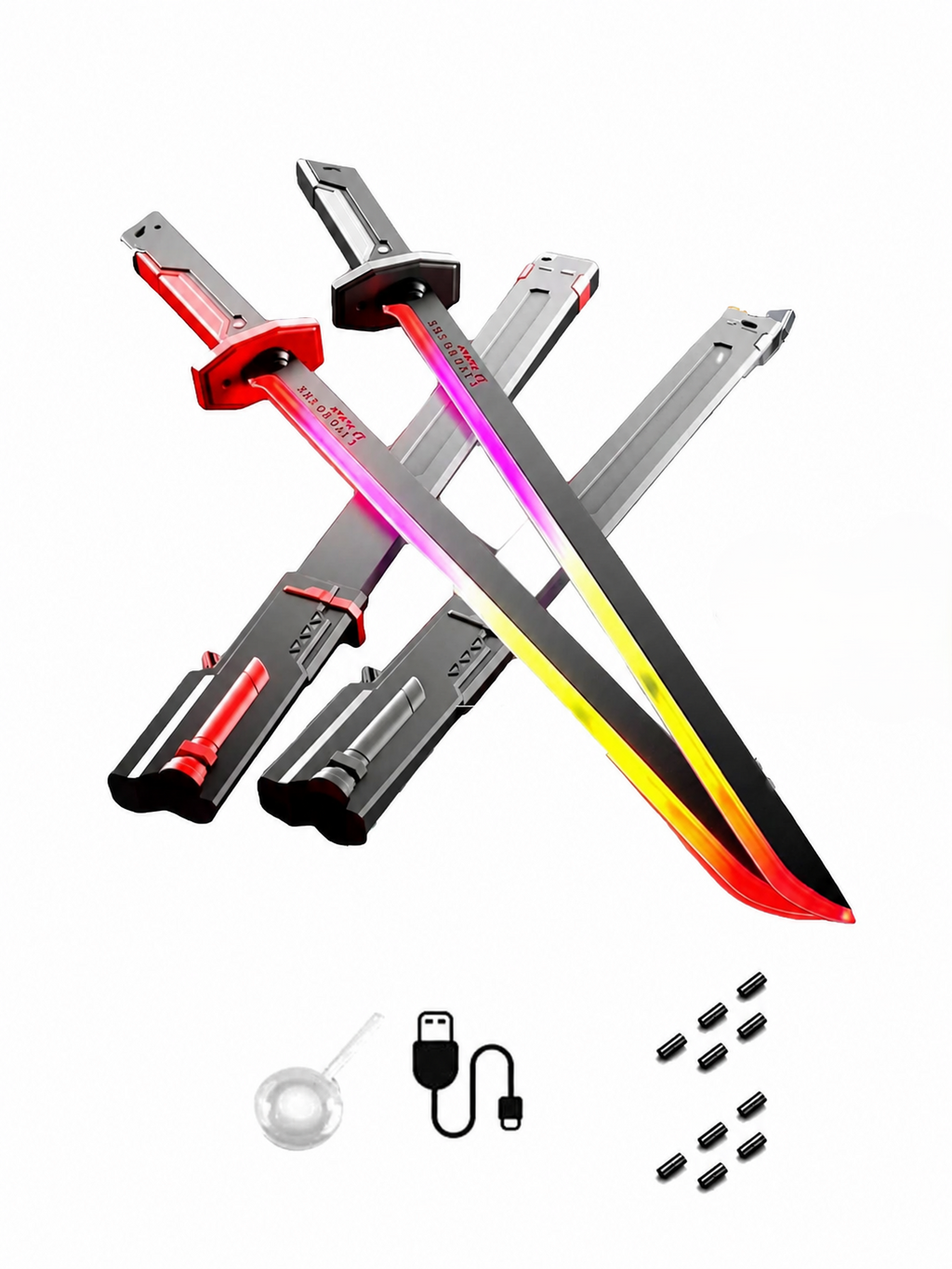 LED Lightsaber Katana Sword 80cm | Rechargeable Sci-Fi Light Up Sword with Smoke, Spark Effect & Multiple Lighting Modes | Anime Cosplay Prop Toy for Kids, Collectors, Gaming Setup & Gifting