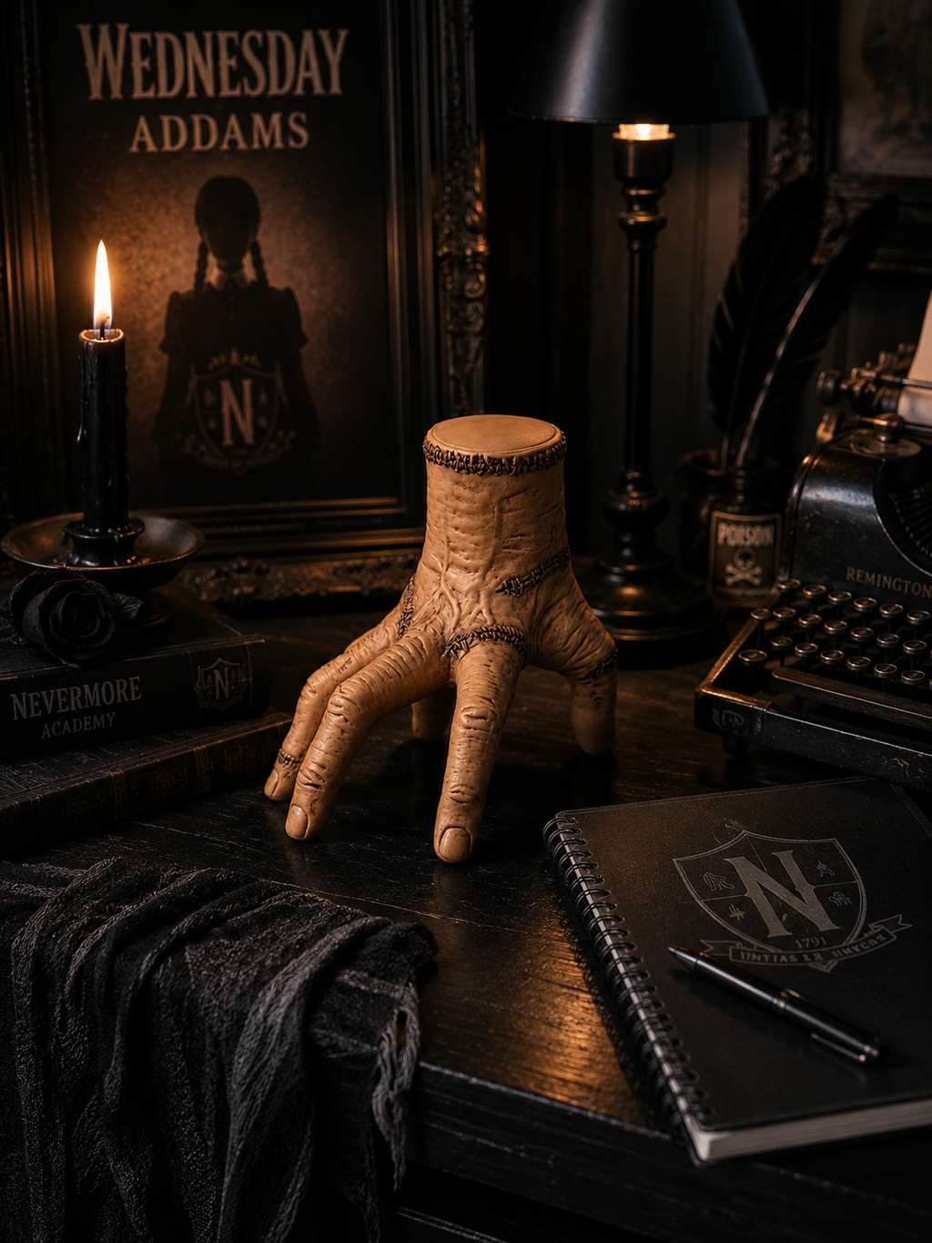 Wednesday Addams Thing Collectible Hand Figure | Gothic Resin Decor Statue with Realistic Stitched Details | Spooky Desk Decor, Shelf Display & Gift for Fans