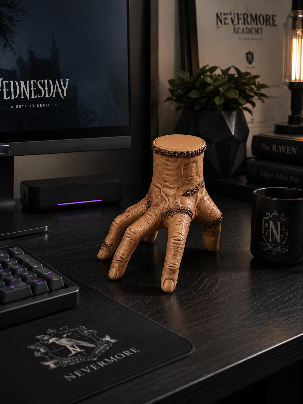 Wednesday Addams Thing Collectible Hand Figure | Gothic Resin Decor Statue with Realistic Stitched Details | Spooky Desk Decor, Shelf Display & Gift for Fans