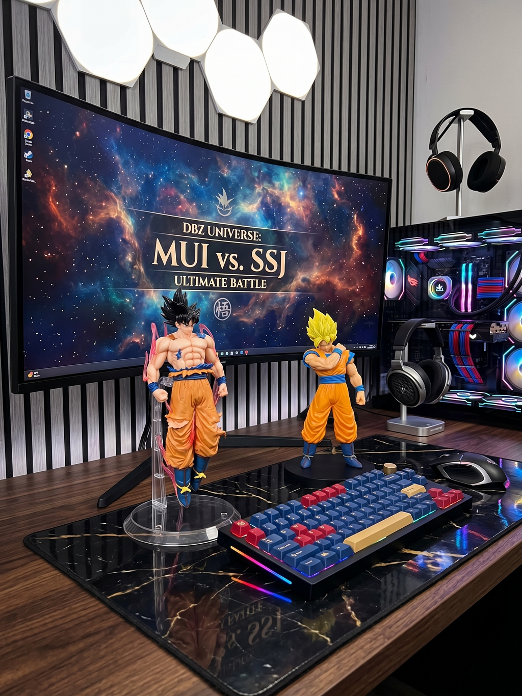 (Pack of 2) Dragon Ball Z Goku Super Saiyan & Ultra Instinct Action Figure Combo Set | Pack of 2 Premium PVC Anime Collectible Statues with Display Stand for Desk Decor & Gifts