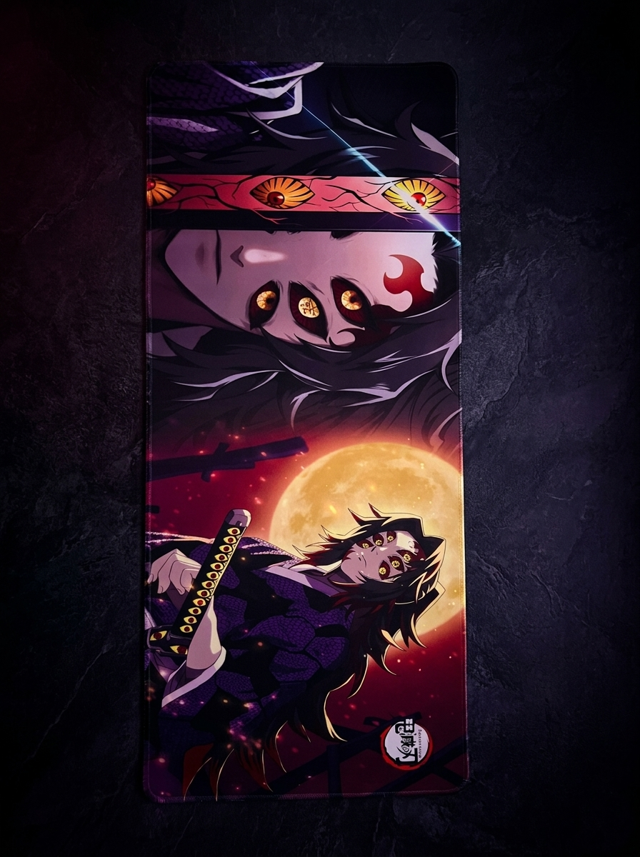 Kokushibo Demon Slayer Desk Mat Mouse Pad 80 x 30 cm | Large Anime Gaming Mousepad with Micro-Woven Surface & Anti-Slip Rubber Base | Extended Keyboard Mouse Mat for PC, Laptop, Office & Gaming Setup