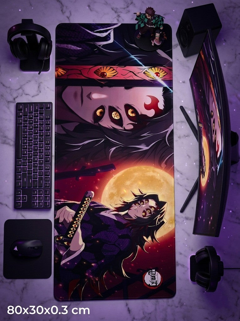 Kokushibo Demon Slayer Desk Mat Mouse Pad 80 x 30 cm | Large Anime Gaming Mousepad with Micro-Woven Surface & Anti-Slip Rubber Base | Extended Keyboard Mouse Mat for PC, Laptop, Office & Gaming Setup