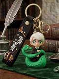 World Gift Mart Draco Malfoy-Inspired Chibi Keychain with Green Snake–Cute PVC Wizard Keyring Key Chain
