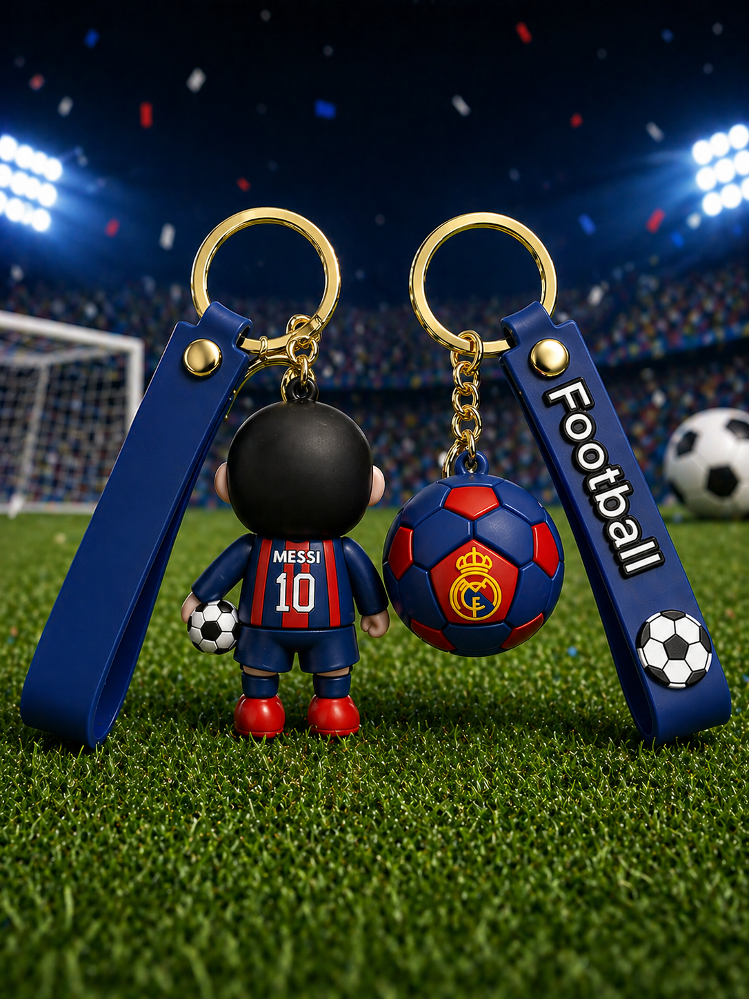 (Pack of 2) Shinchan Football Keychain Combo | Cute Cartoon Character & Football Charm Keyring with Soft Silicone Strap | Bag Accessory, Car Keychain & Gift for Kids