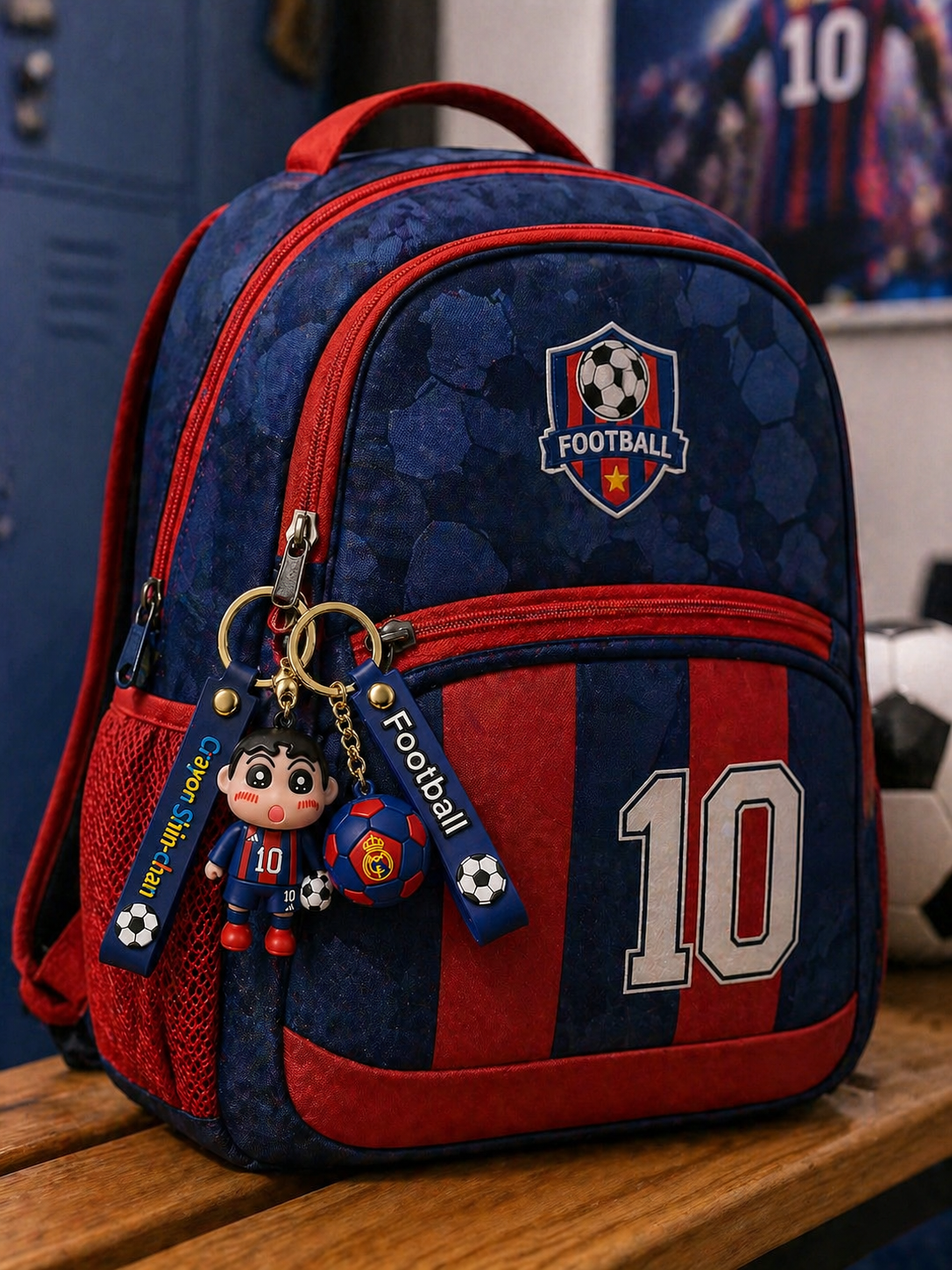 (Pack of 2) Shinchan Football Keychain Combo | Cute Cartoon Character & Football Charm Keyring with Soft Silicone Strap | Bag Accessory, Car Keychain & Gift for Kids