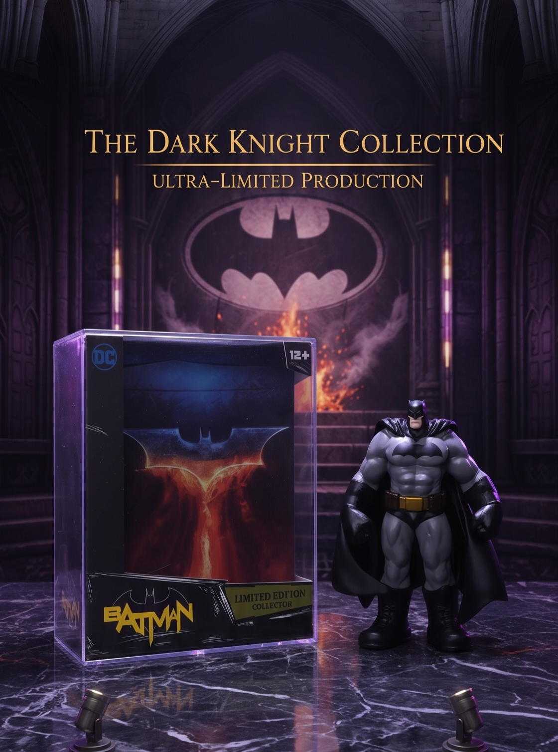 Batman Dark Knight Action Figure 25 cm | Premium Muscular Superhero Collectible Statue with Black Cape & Detailed Grey Suit | Desk Decor, Gaming Setup, Shelf Display & Gift for DC Fans