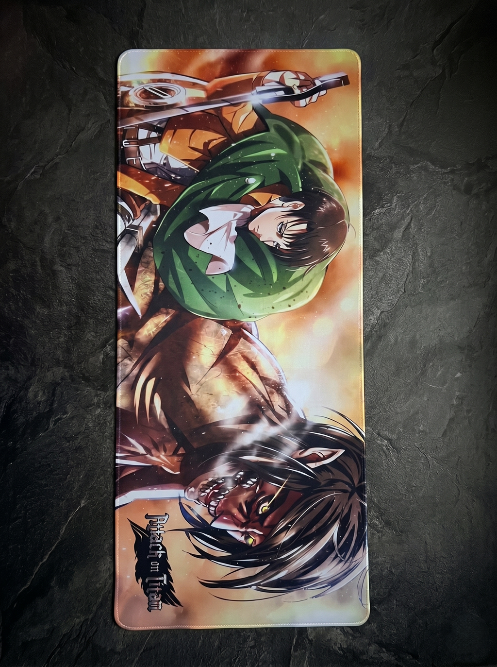 Attack on Titan Levi Desk Mat Mouse Pad 80 x 30 cm | Anime Gaming Mousepad with Smooth Surface, Stitched Edges & Non-Slip Rubber Base | Extended Keyboard Mouse Mat for PC, Laptop & Desk Setup