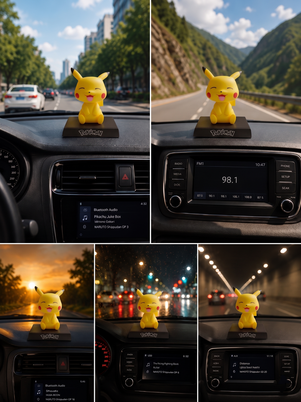 Pikachu Bobblehead Figure | Pokémon Electric Character Collectible Statue with Stable Display Base | Premium Resin Desk Decor Toy for Anime Fans, Kids, Car Dashboard & Gifting