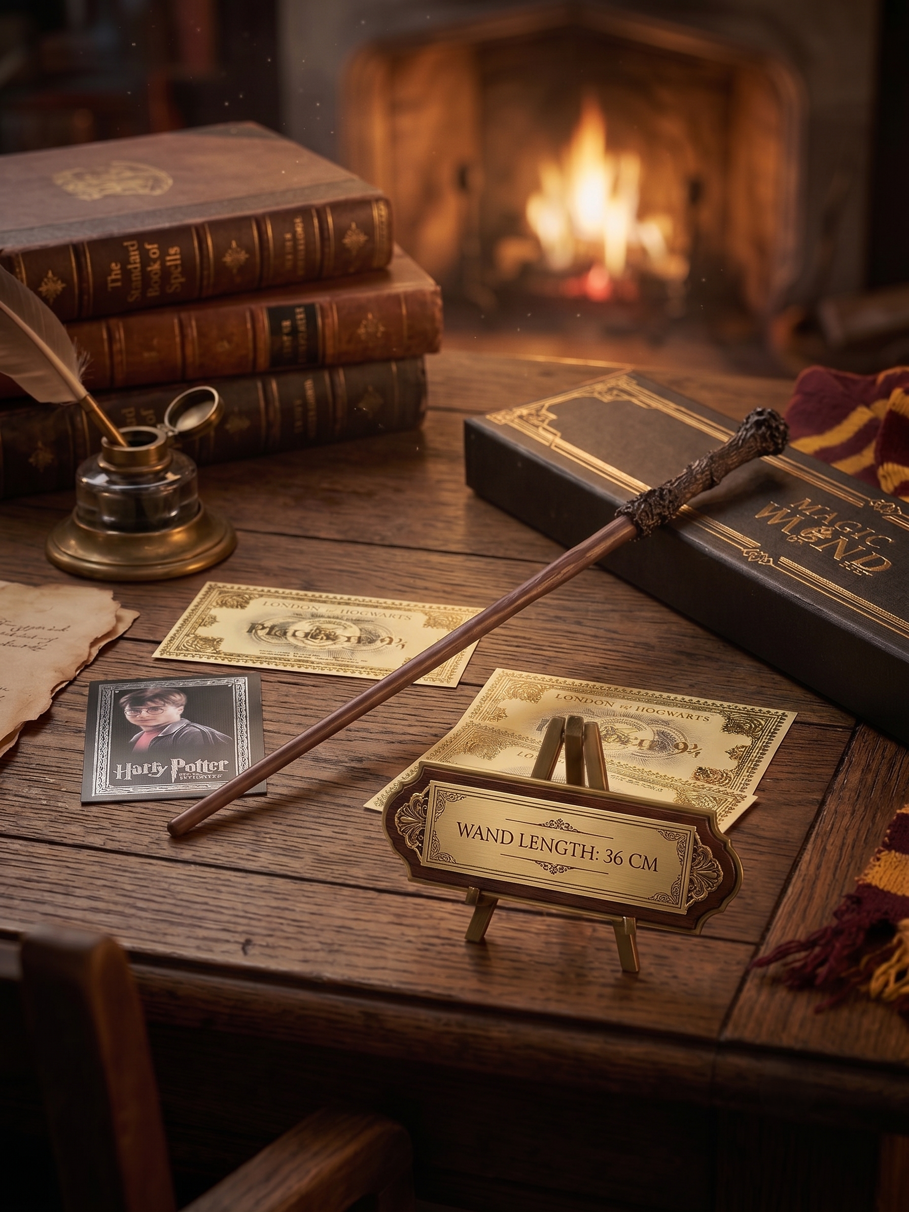 Harry Potter Wand for Boys & Girls | 36 CM Magic Wizard Wand Set with Hogwarts Tickets & Trading Card | Cosplay Prop Gift for Fans