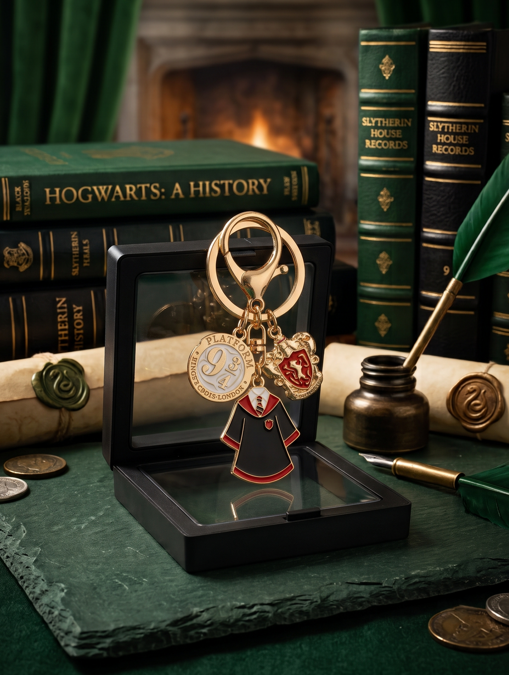 World Gift Mart Harry Potter Gryffindor House Metal Keychain with Premium Gift Box Key Chain
