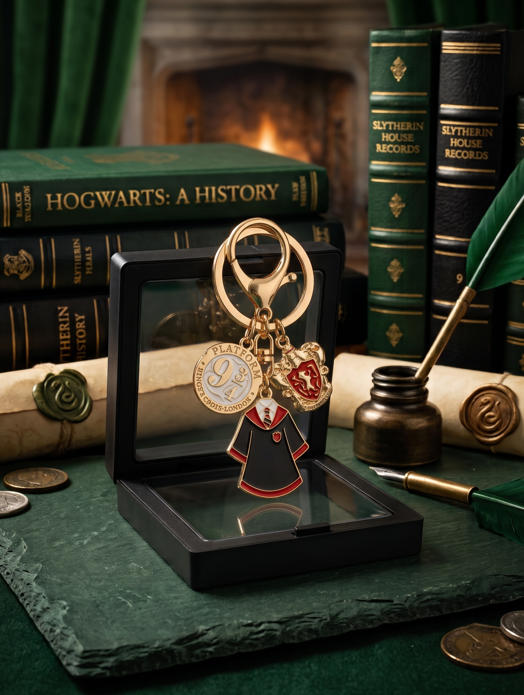 World Gift Mart Harry Potter Gryffindor House Metal Keychain with Premium Gift Box Key Chain