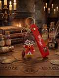 Harry Potter Broom Keychain | Cute Chibi Wizard Character PVC Charm Key Ring with Red Strap & Broom Design | Bag Accessory, Key Organizer, Car Hanging & Gift for Fans
