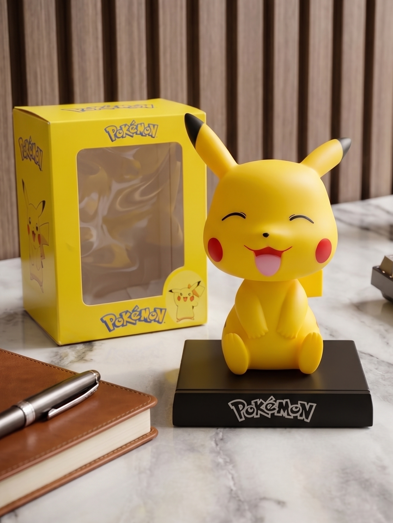 Pikachu Bobblehead Figure | Pokémon Electric Character Collectible Statue with Stable Display Base | Premium Resin Desk Decor Toy for Anime Fans, Kids, Car Dashboard & Gifting