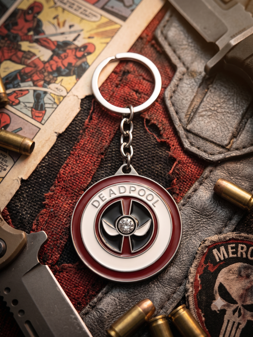 Deadpool Spinner Keychain | Premium Metal Fidget Keyring