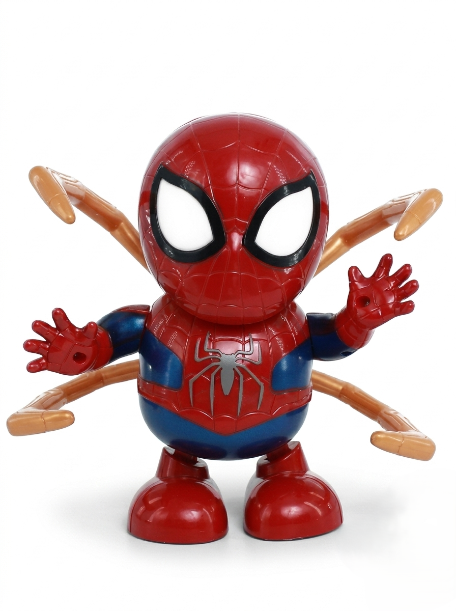 Spider-Man Dance Hero Interactive Toy | LED Light &amp; Music Dancing Figure with Moving Spider Arms | Cute Superhero Chibi Action Figure Toy for Kids, Desk Decor, Birthday Gift &amp; Collectors
