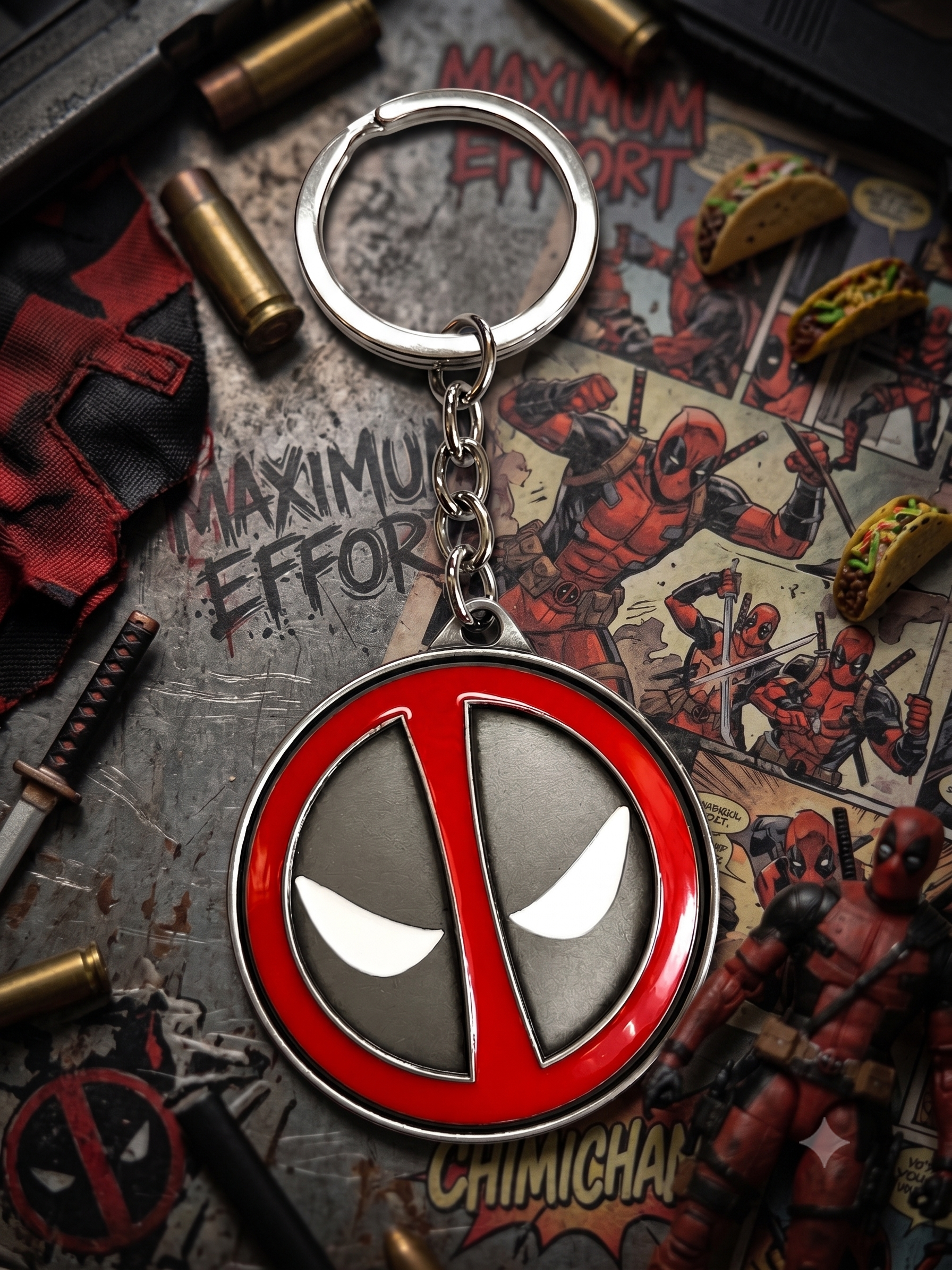 Deadpool Spinner Keychain | Premium Metal Fidget Keyring