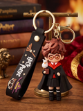 World Gift Mart Harry Potter Inspired 3D PVC Cartoon Keychain with Silicone Wrist Strap, Cute Key Chain