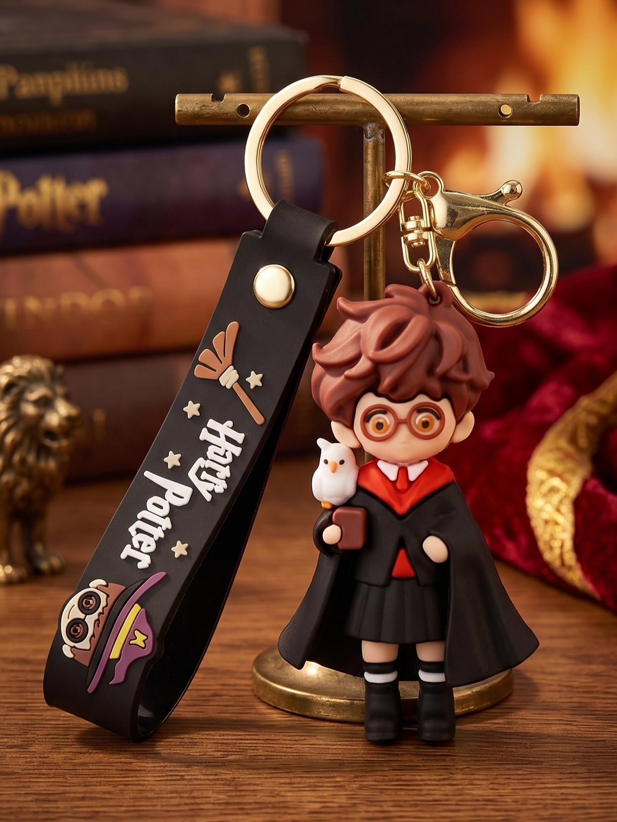 World Gift Mart Harry Potter Inspired 3D PVC Cartoon Keychain with Silicone Wrist Strap, Cute Key Chain
