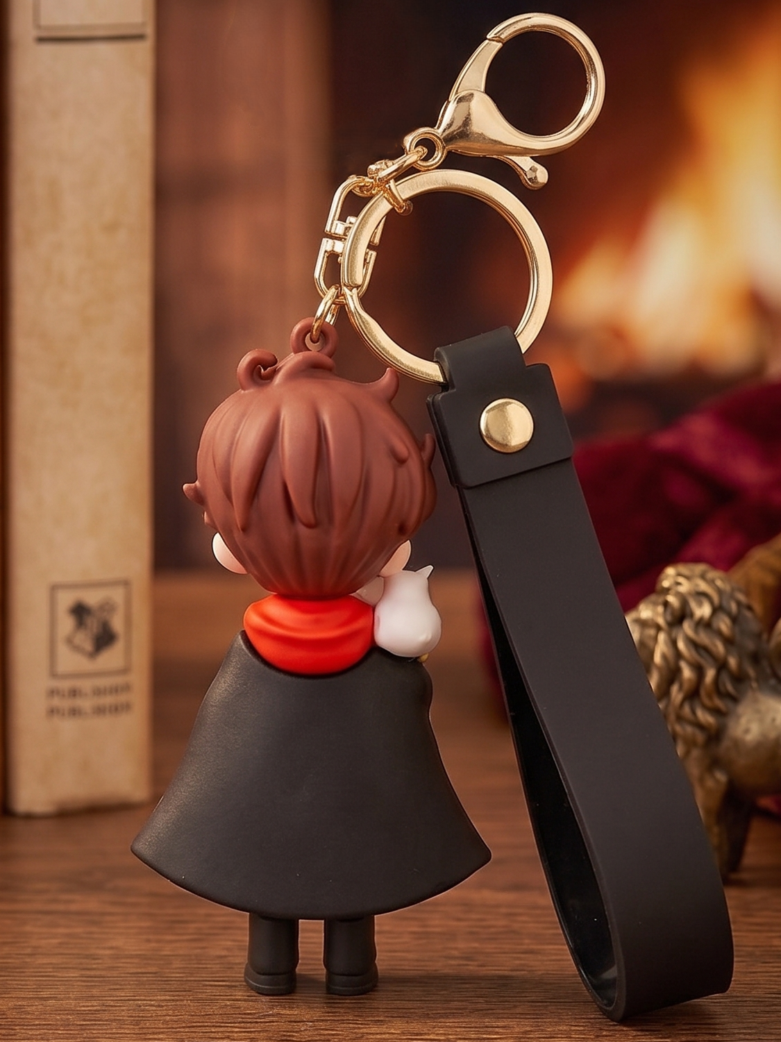 World Gift Mart Harry Potter Inspired 3D PVC Cartoon Keychain with Silicone Wrist Strap, Cute Key Chain