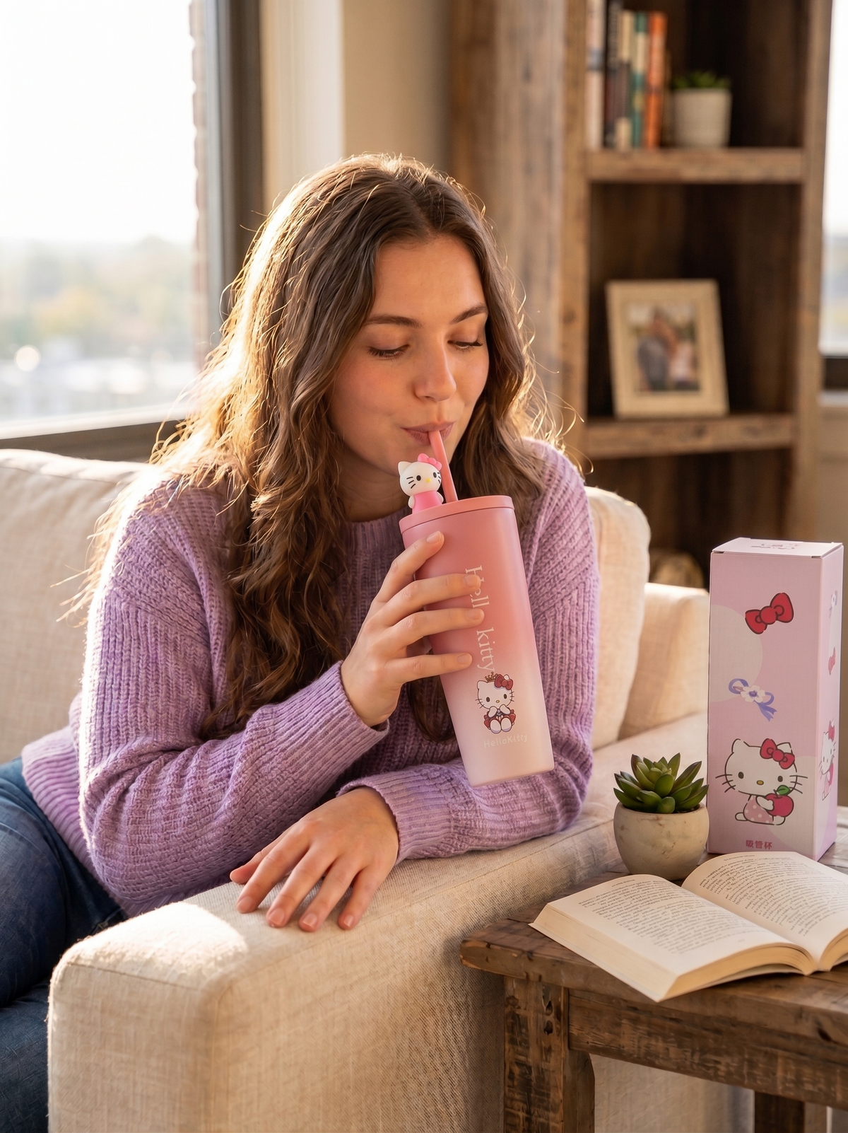 710ML Bottle Hello Kitty Tumbler | SUS 316 Stainless Steel Straw Water Bottle with Cute Character Lid | Pink Insulated Travel Cup for Girls & Kids