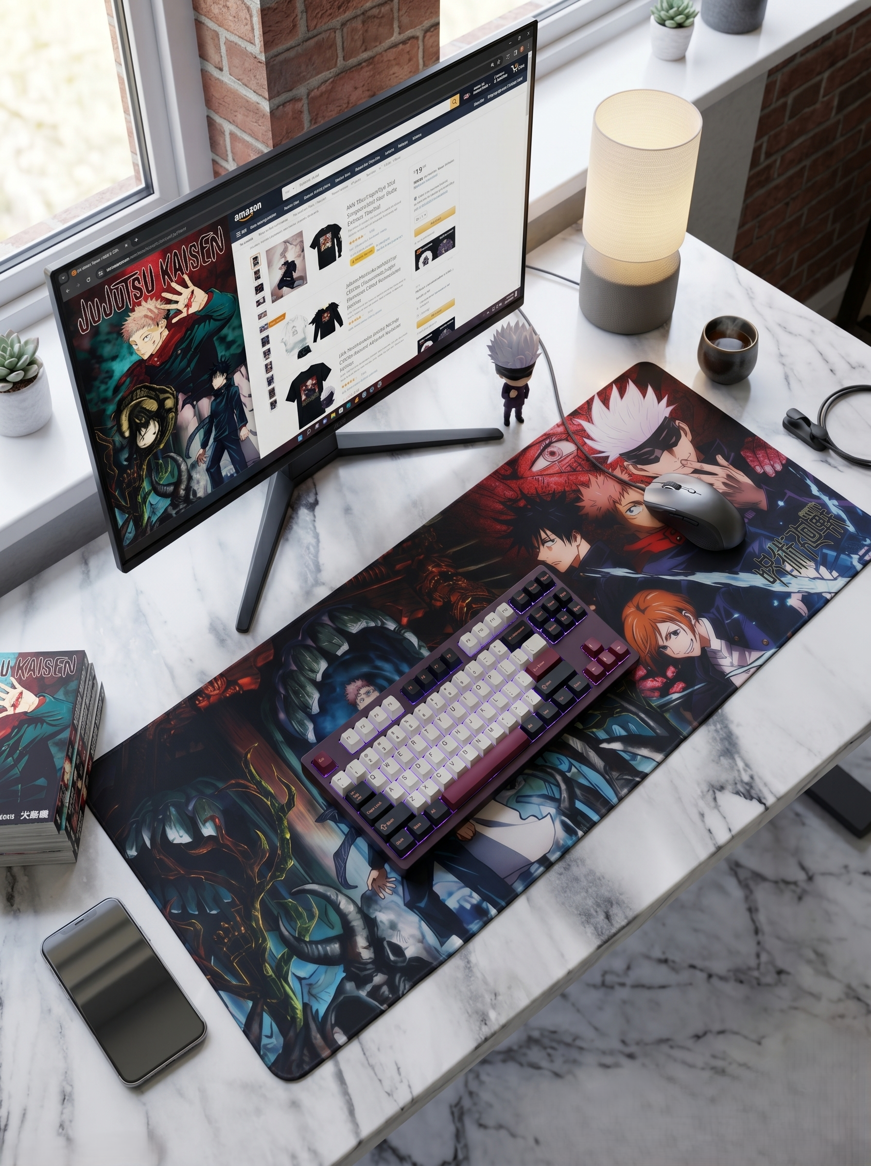 Jujutsu Kaisen Desk Mat Mouse Pad 80 x 30 cm | Gojo, Itadori, Sukuna, Megumi & Nobara Anime Gaming Mousepad with Anti-Slip Rubber Base, Ultra-Smooth Surface & Stitched Edges
