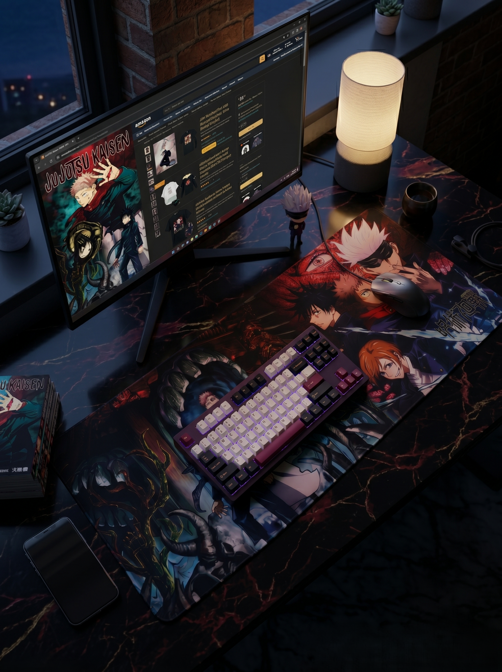Jujutsu Kaisen Desk Mat Mouse Pad 80 x 30 cm | Gojo, Itadori, Sukuna, Megumi & Nobara Anime Gaming Mousepad with Anti-Slip Rubber Base, Ultra-Smooth Surface & Stitched Edges