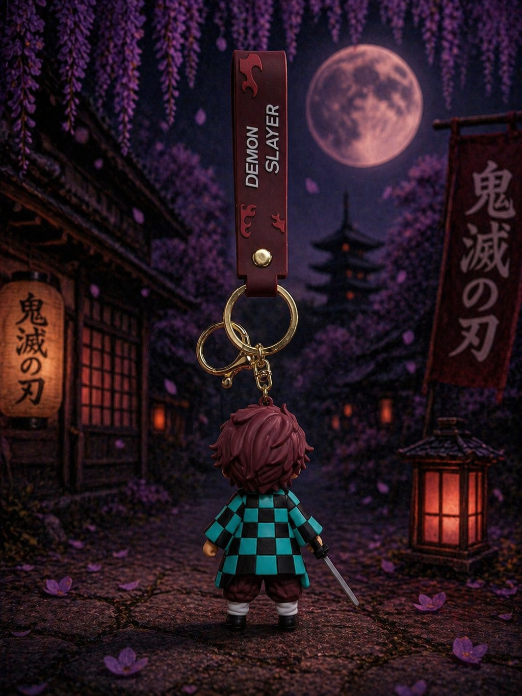 Tanjiro Kamado Demon Slayer Keychain – Anime PVC Figure Keyring with Strap | Kimetsu no Yaiba Collectible Keychain for Bags, Bikes & Keys