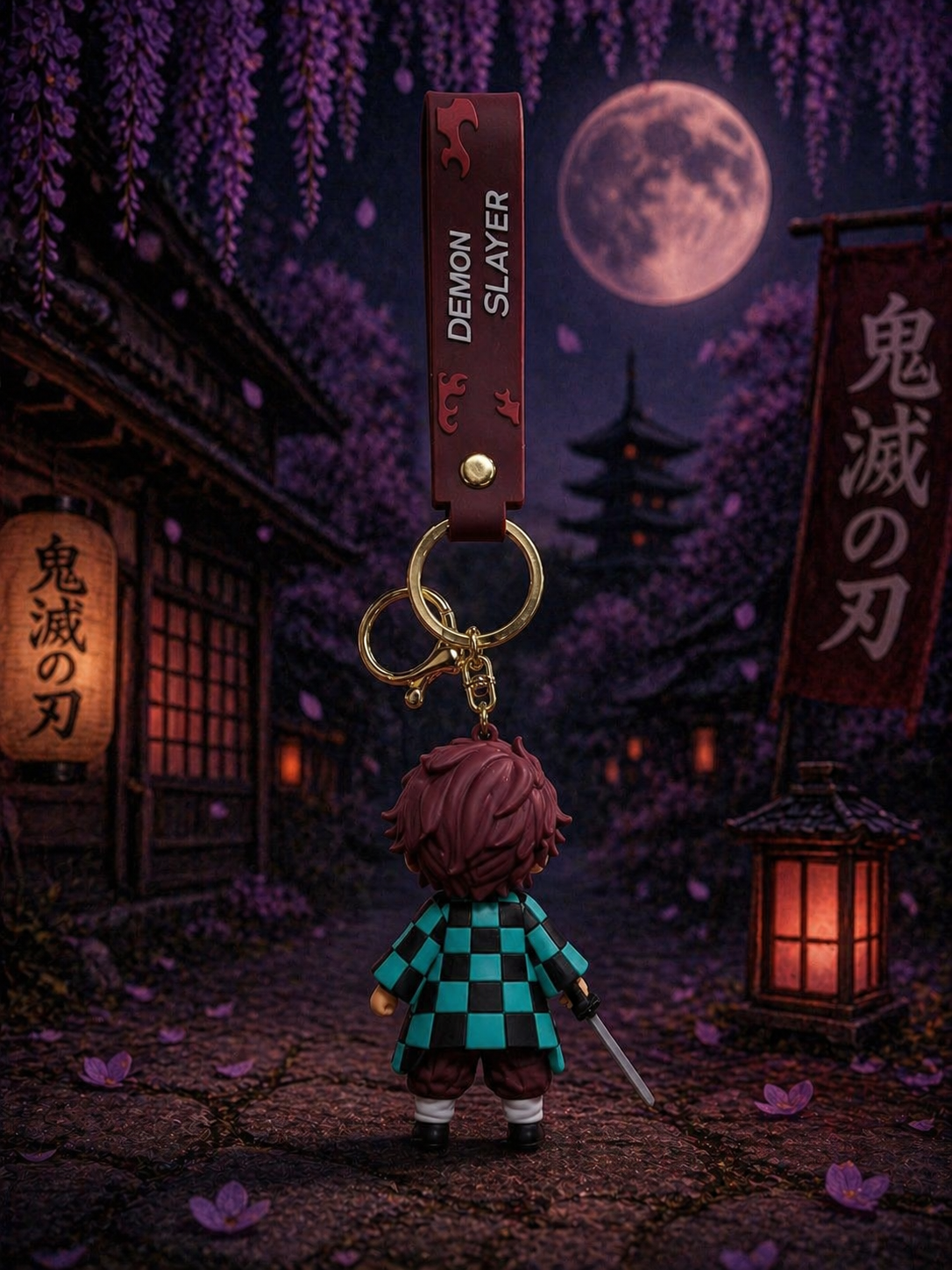 Tanjiro Kamado Demon Slayer Keychain – Anime PVC Figure Keyring with Strap | Kimetsu no Yaiba Collectible Keychain for Bags, Bikes & Keys