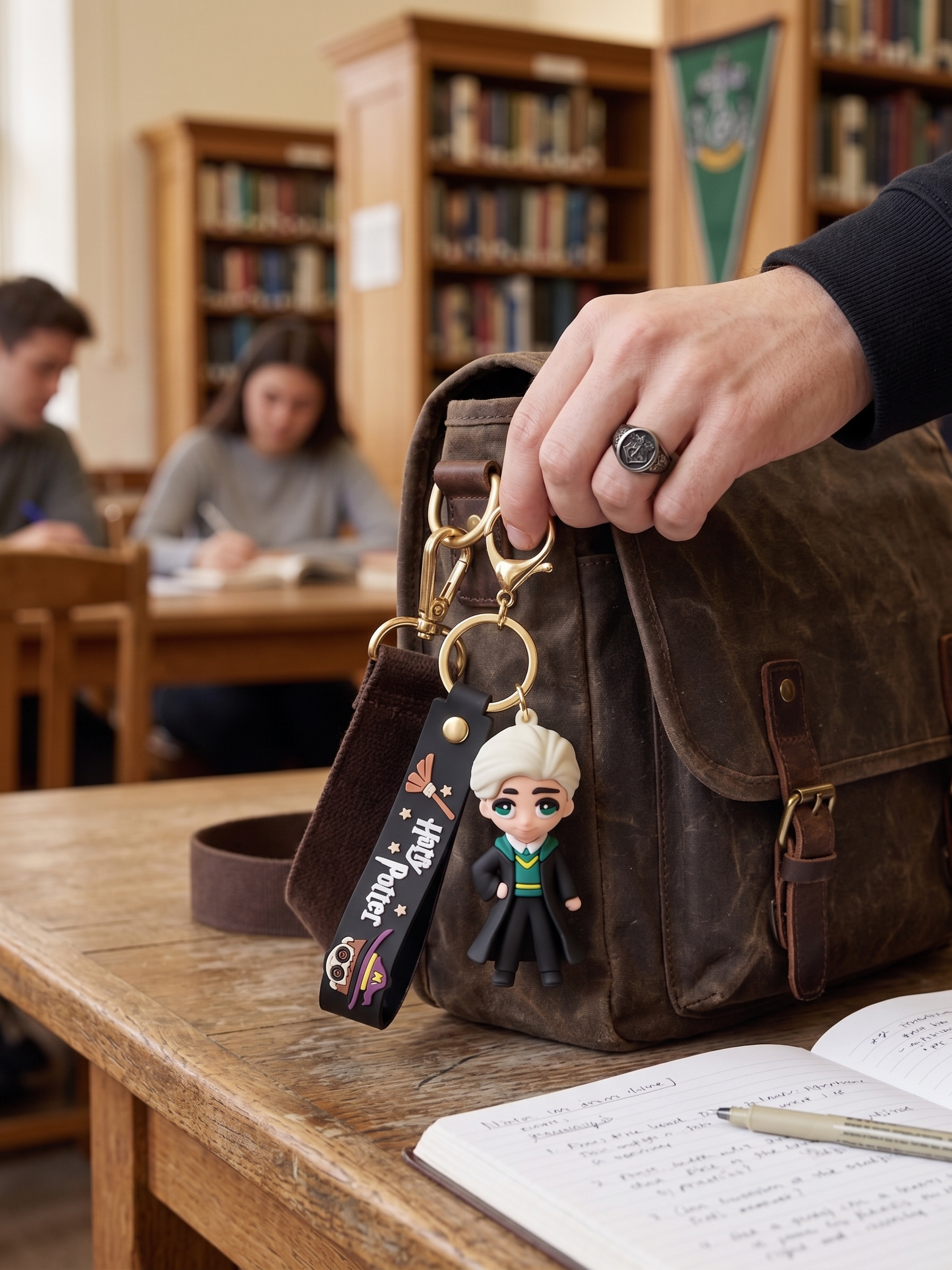 World Gift Mart Draco Malfoy - Inspired Chibi PVC Keychain – Cute Wizard Boy Keyring Wrist Strap Key Chain