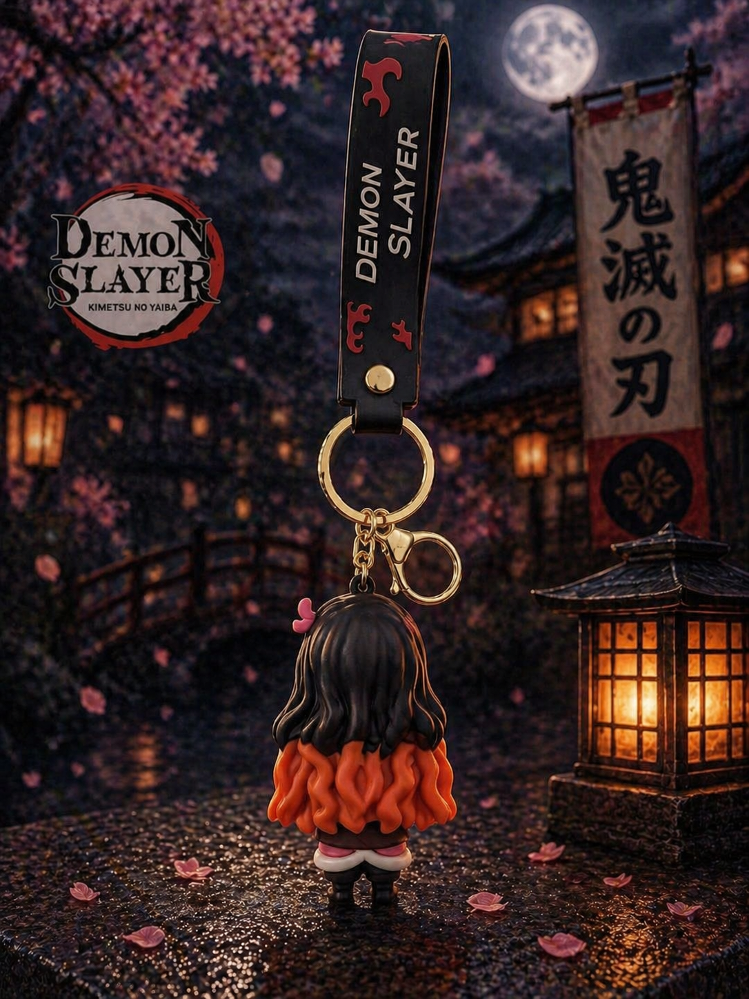 Demon Slayer Nezuko Keychain | Cute Nezuko Kamado PVC Character Charm with Soft Strap & Metal Key Ring | Anime Bag Accessory for Fans, Kids & Collectors