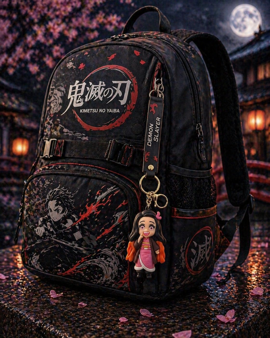 Demon Slayer Nezuko Keychain | Cute Nezuko Kamado PVC Character Charm with Soft Strap & Metal Key Ring | Anime Bag Accessory for Fans, Kids & Collectors
