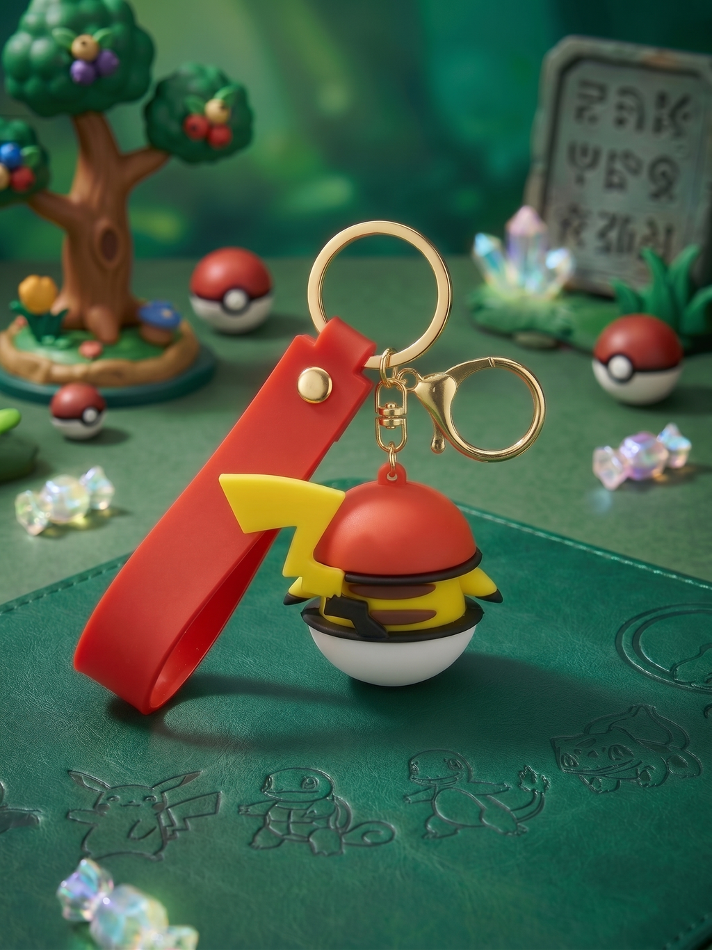 Pokémon Pikachu Ball Keychain | Cute PVC Character Charm with Red Strap, Metal Key Ring & Clasp | Backpack Charm, Keys, Car Hanging & Gifting for Kids