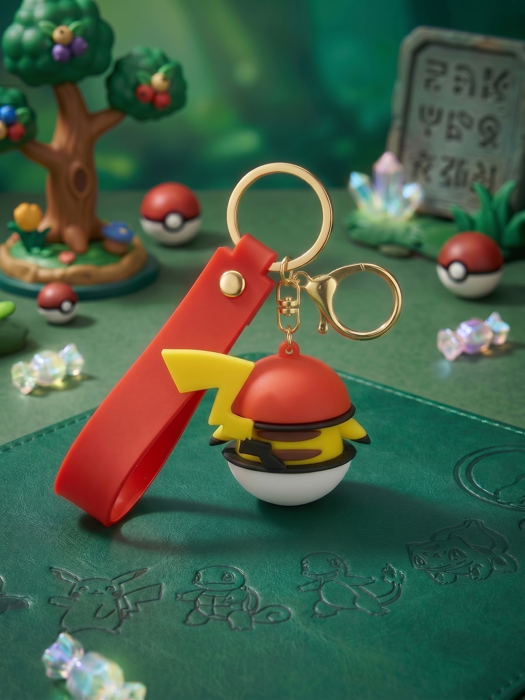 Pokémon Pikachu Ball Keychain | Cute PVC Character Charm with Red Strap, Metal Key Ring & Clasp | Backpack Charm, Keys, Car Hanging & Gifting for Kids