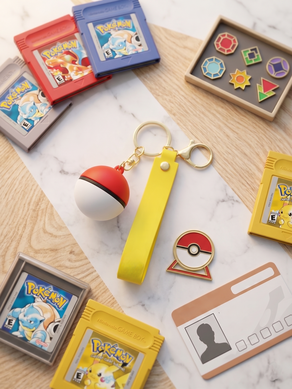 Pokémon Poké Ball Keychain | Red & White Ball Charm with Yellow Silicone Strap, Gold Metal Ring & Clasp | Backpack Charm, Keys, Car Decor & Gifting