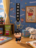 Shinchan Depayul Keychain | Cute Cartoon Character PVC Charm with Black Star Strap & Gold Metal Clasp | Bag Charm, Key Holder, Backpack Accessory & Gift for Kids