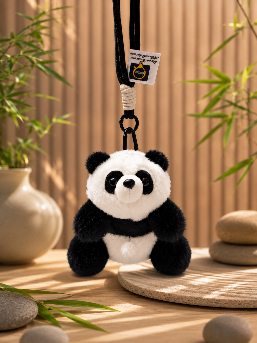 Panda Plush Keychain | Cute Soft Panda Bag Charm with Secure Clip & Durable Rope | Fluffy Hanging Toy for Backpack, Keys, Handbag, Car Decor & Gifting