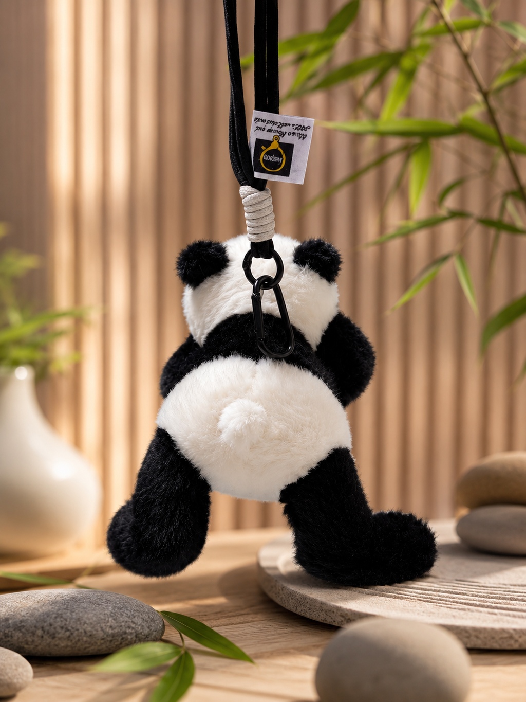 Panda Plush Keychain | Cute Soft Panda Bag Charm with Secure Clip & Durable Rope | Fluffy Hanging Toy for Backpack, Keys, Handbag, Car Decor & Gifting