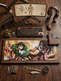 Attack on Titan Levi Desk Mat Mouse Pad 80 x 30 cm | Anime Gaming Mousepad with Smooth Surface, Stitched Edges & Non-Slip Rubber Base | Extended Keyboard Mouse Mat for PC, Laptop & Desk Setup