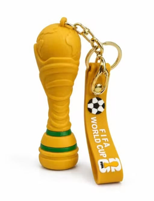 FIFA World Cup Trophy Keychain | Golden Football Trophy Charm Key Ring with Yellow Strap & Metal Clasp | Limited Edition Style Bag Accessory, Key Holder, Car Decor & Gift for Football Fans