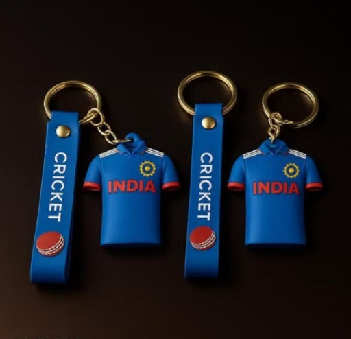 (Pack of 2) Virat 18 & Rohit 45 Cricket Jersey Keychain Combo | Blue Cricket Shirt Charm Key Rings with Strap & Metal Clasp | Bag Accessory, Key Holder, Car Decor & Gift for Cricket Fans