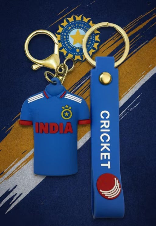 (Pack of 2) Virat 18 & Rohit 45 Cricket Jersey Keychain Combo | Blue Cricket Shirt Charm Key Rings with Strap & Metal Clasp | Bag Accessory, Key Holder, Car Decor & Gift for Cricket Fans