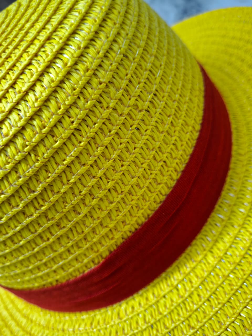 Luffy Inspired Straw Hat | Anime Cosplay Pirate Hat with Red Ribbon | Wide Brim Yellow Costume Hat for Men & Women