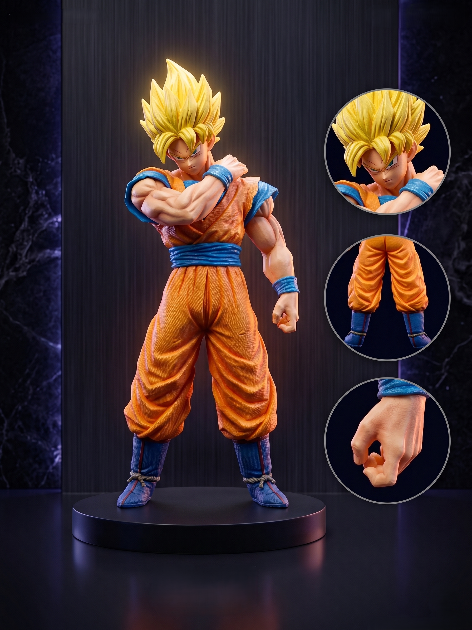Goku Super Saiyan Action Figure | Dragon Ball Z Anime Collectible Toy with Display Stand | PVC/ABS Anime Character Statue for Kids, Fans, Desk Decor & Gifting