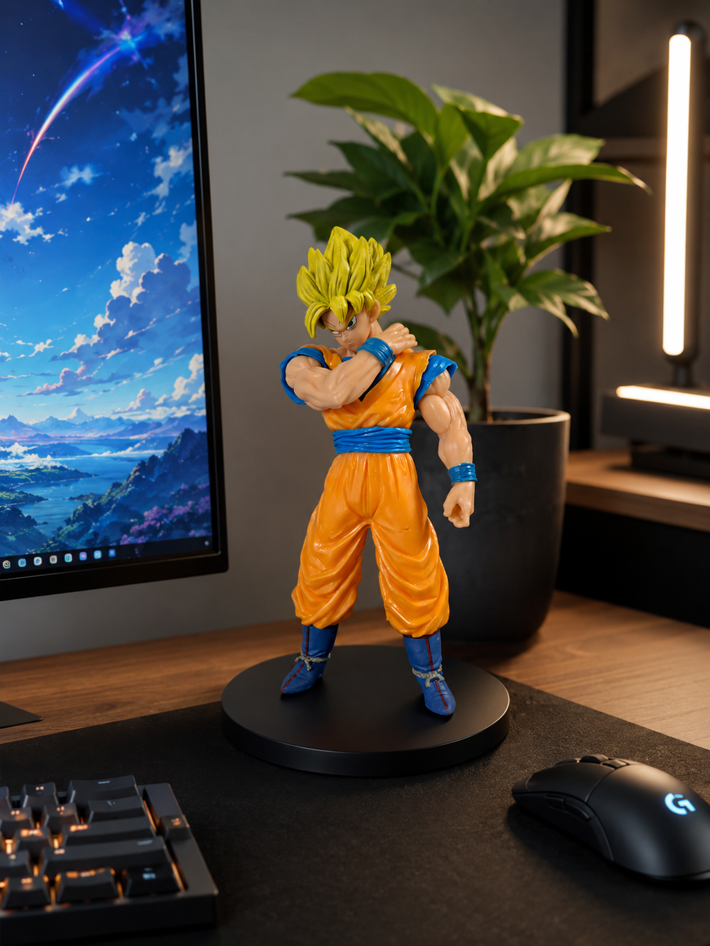 Goku Super Saiyan Action Figure | Dragon Ball Z Anime Collectible Toy with Display Stand | PVC/ABS Anime Character Statue for Kids, Fans, Desk Decor & Gifting