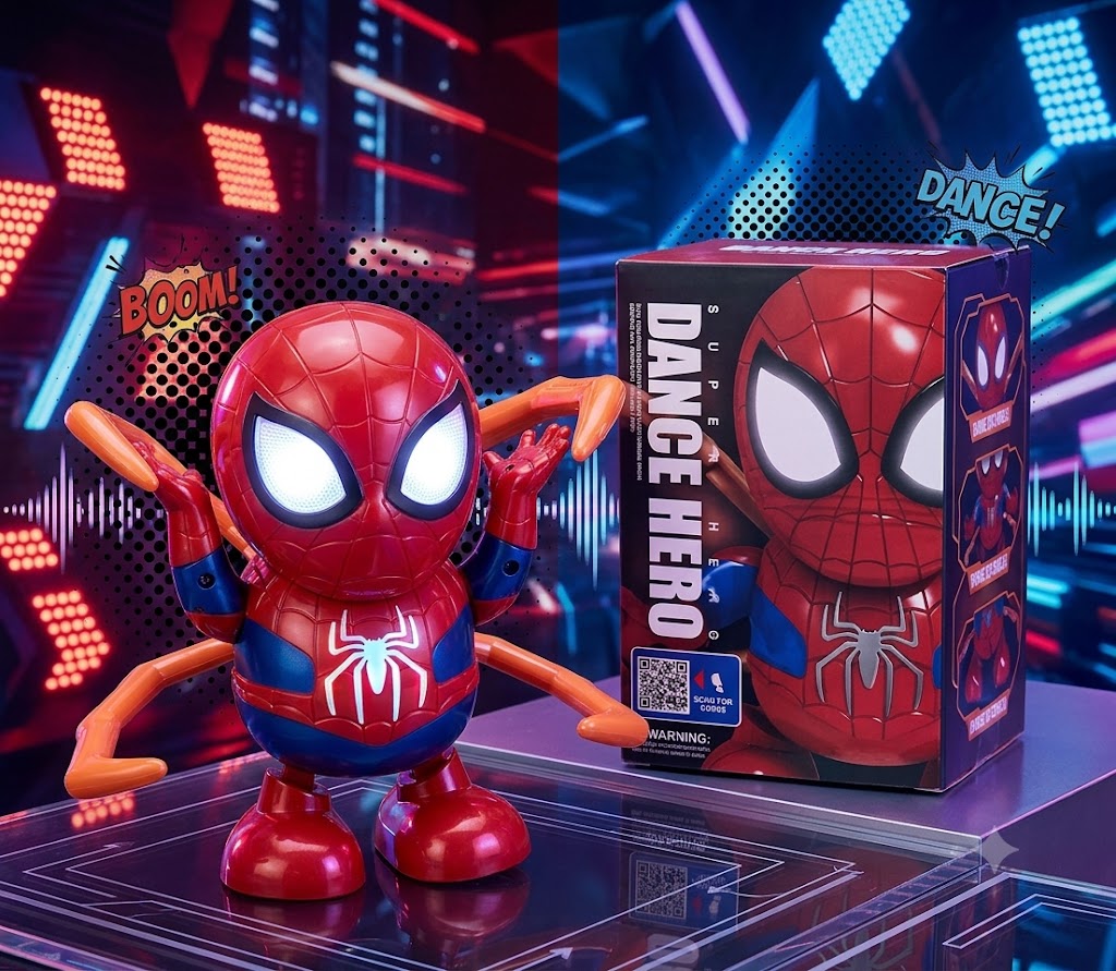 Instagram Viral Dancing Spider Hero Toy with Music, LED Lights & Moving Legs | Battery Operated Action Figure for Kids Birthday Gift