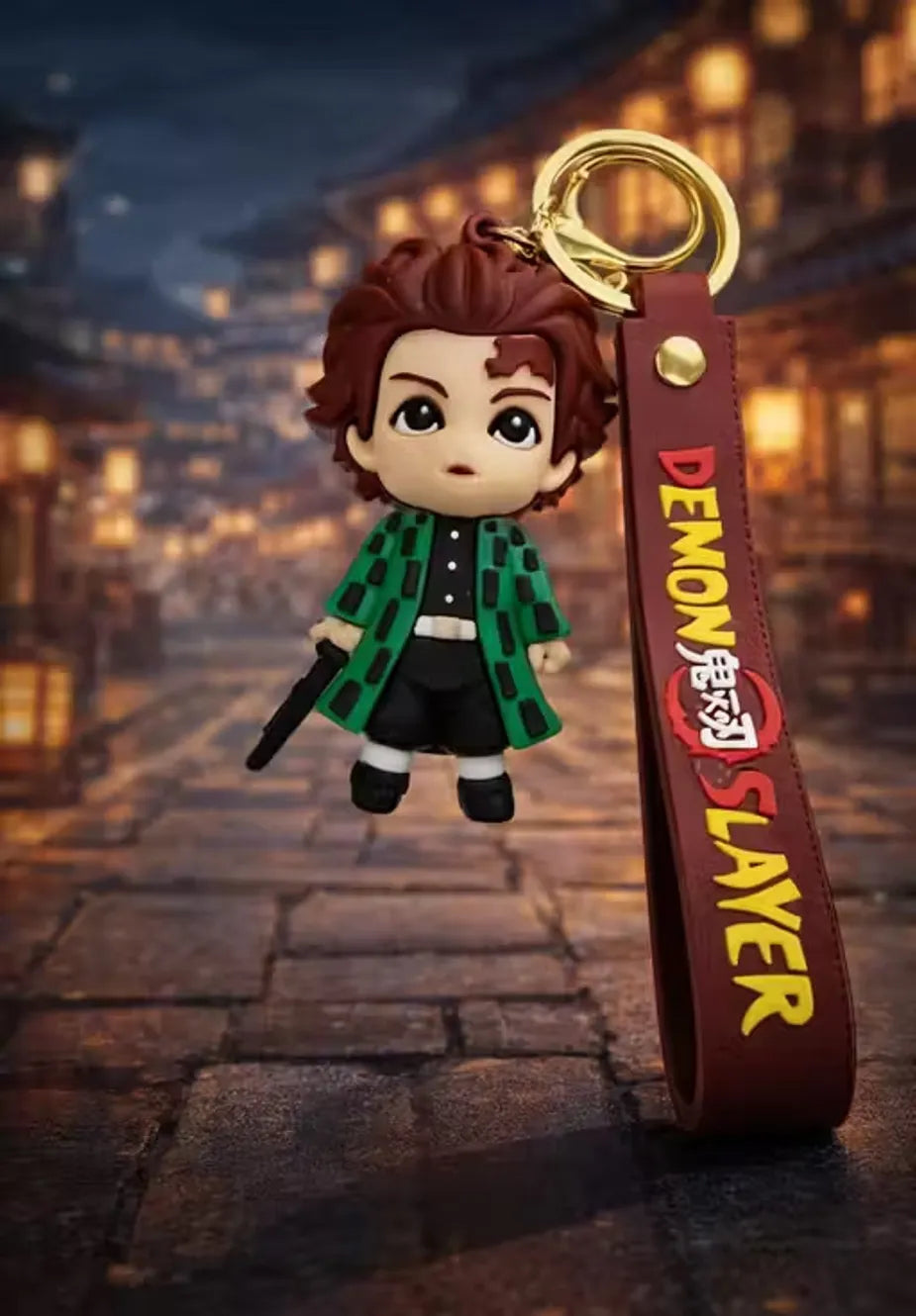 World Gift Mart Anime Demon Slayer Tanjiro Keychain – Chibi Tanjiro Kamado Key Ring with Strap Key Chain